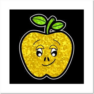 CUTE Food Fruit Lover  Golden Delicious Apple Posters and Art